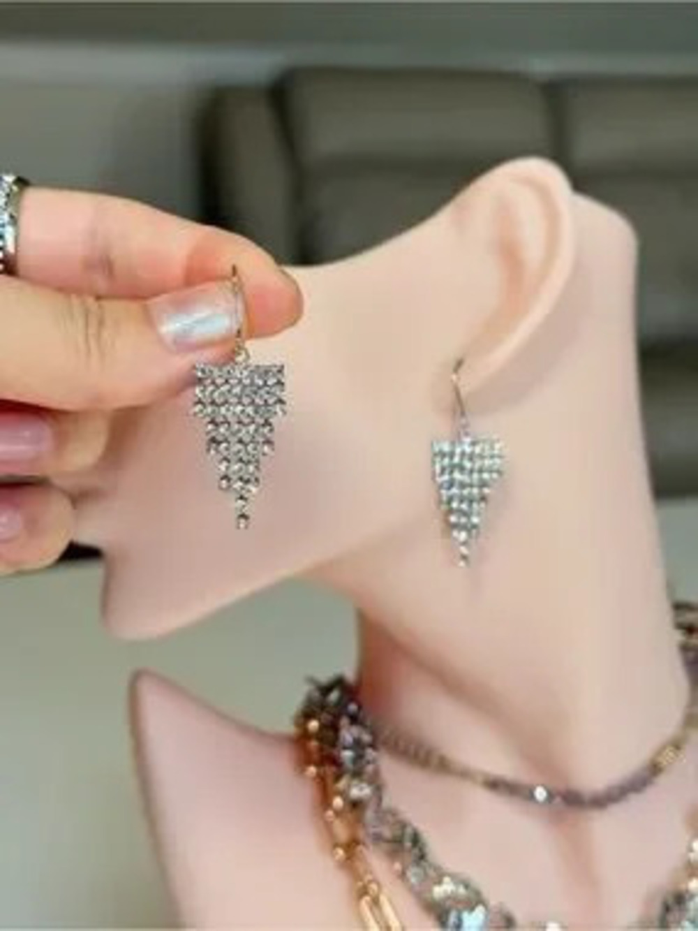 Silver Crystal Drop Earrings